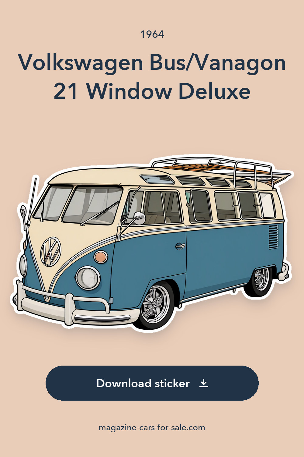 1964 Volkswagen Bus/Vanagon 21 Window Deluxe sticker preview